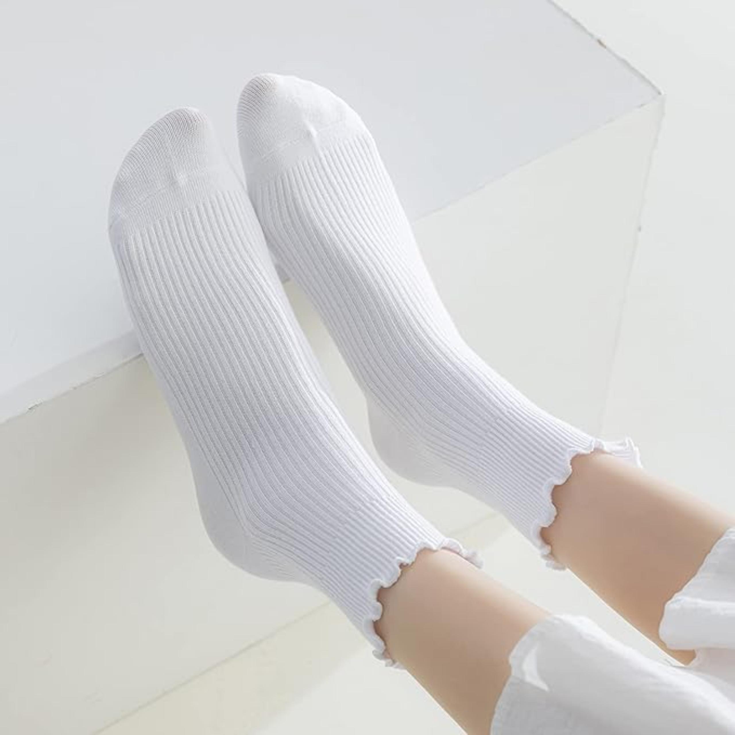 Pack Of 6 Casual Ankle Ruffle Socks For Women