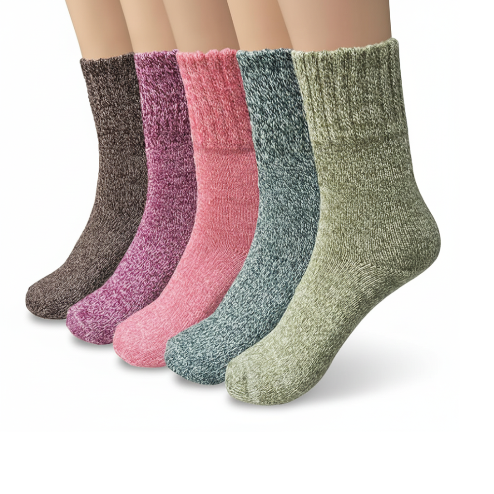 Women Winter Warm Wool Hiking And Boot Socks 5 Pairs