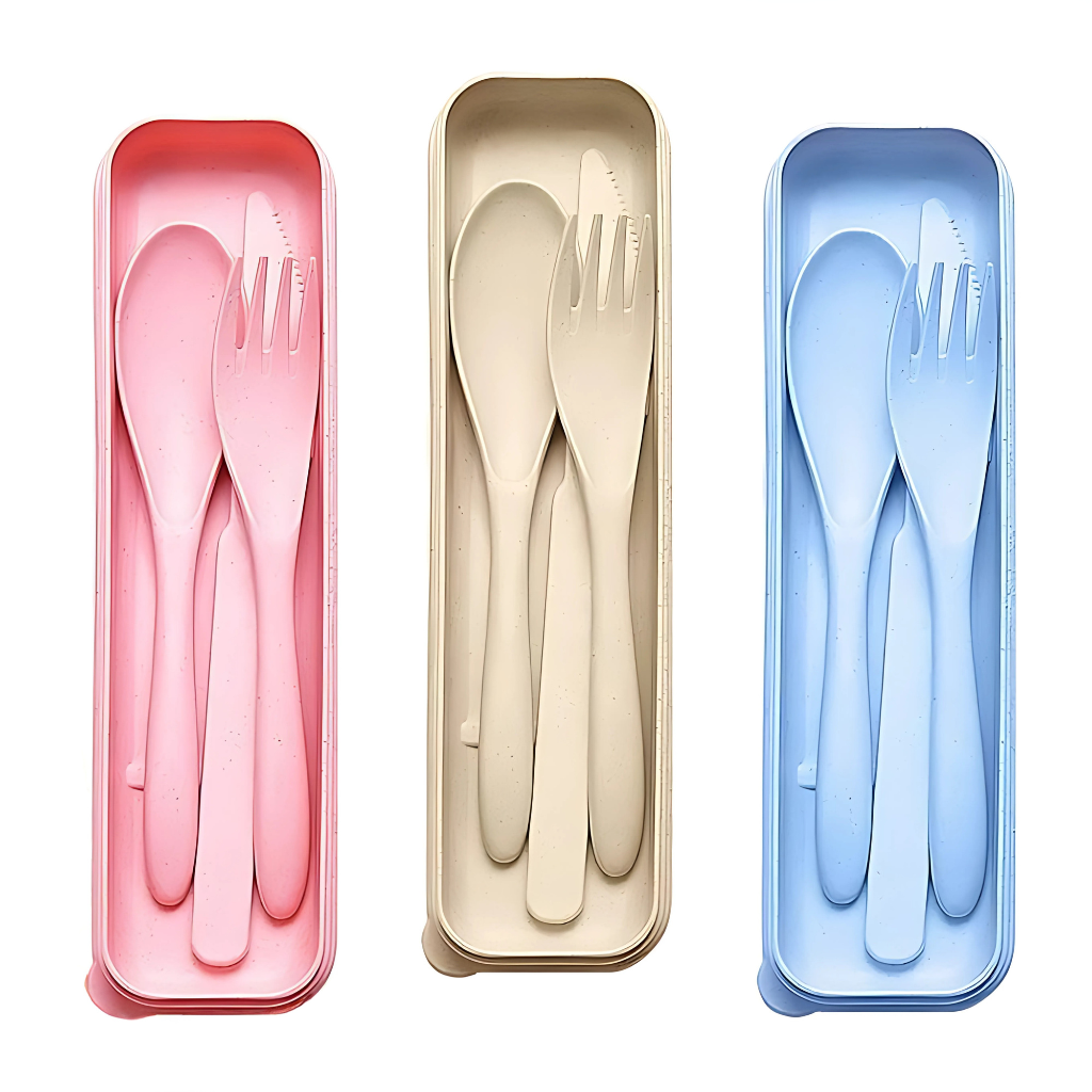 Pack Of 3 Reusable Travel Utensils Set With Case