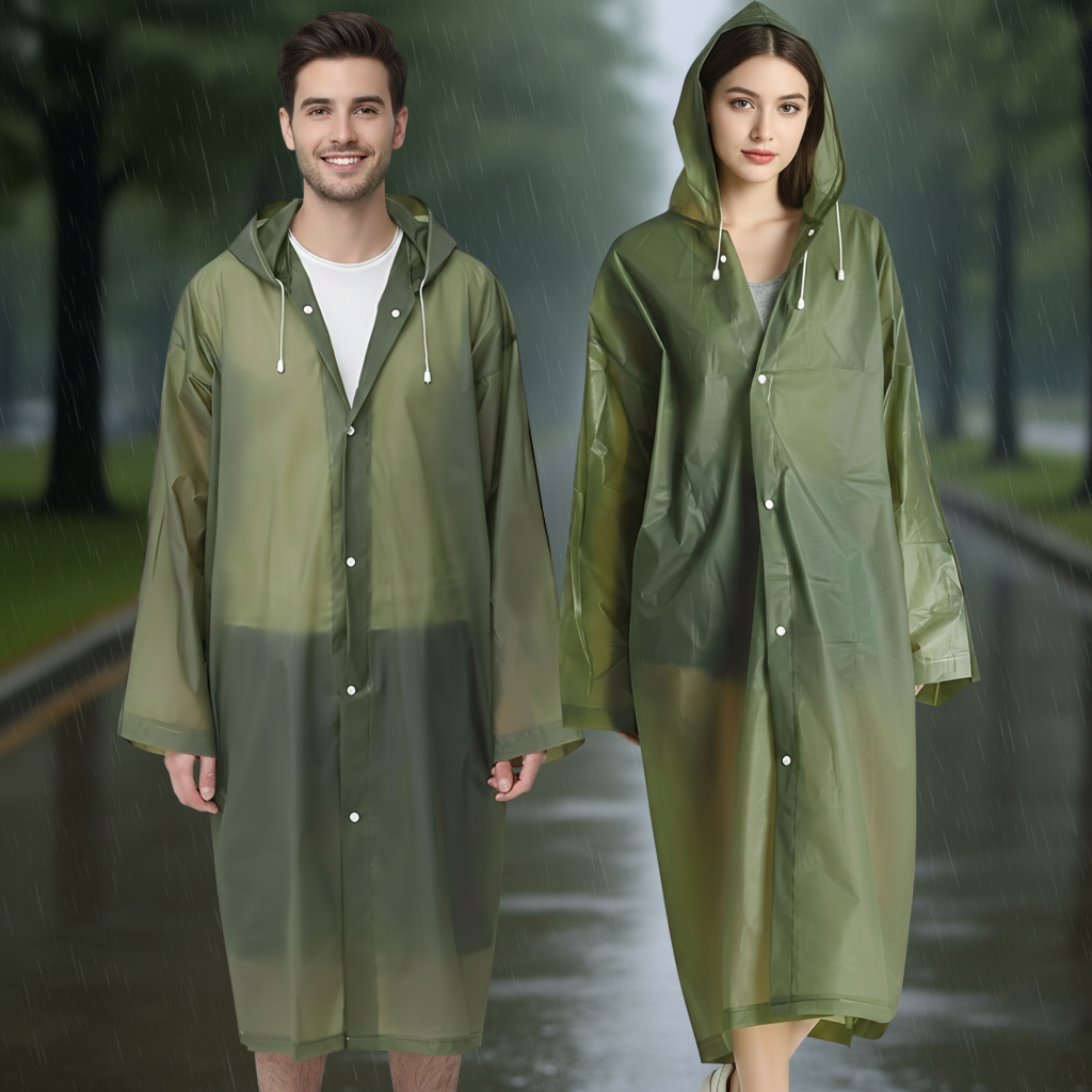 Pack Of 2 Reusable Rain Ponchos With Hood For Adults