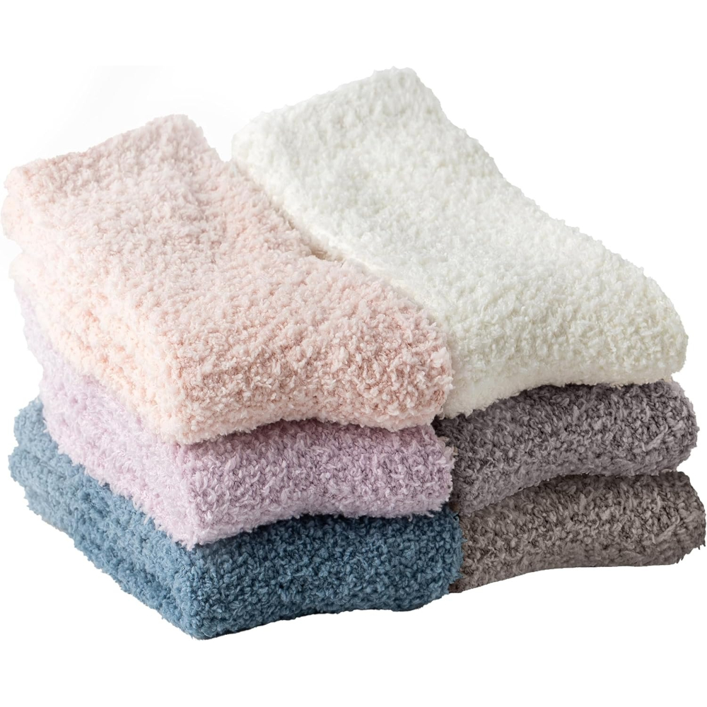 6 Pairs Women Soft Fuzzy Fluffy Slipper Socks
