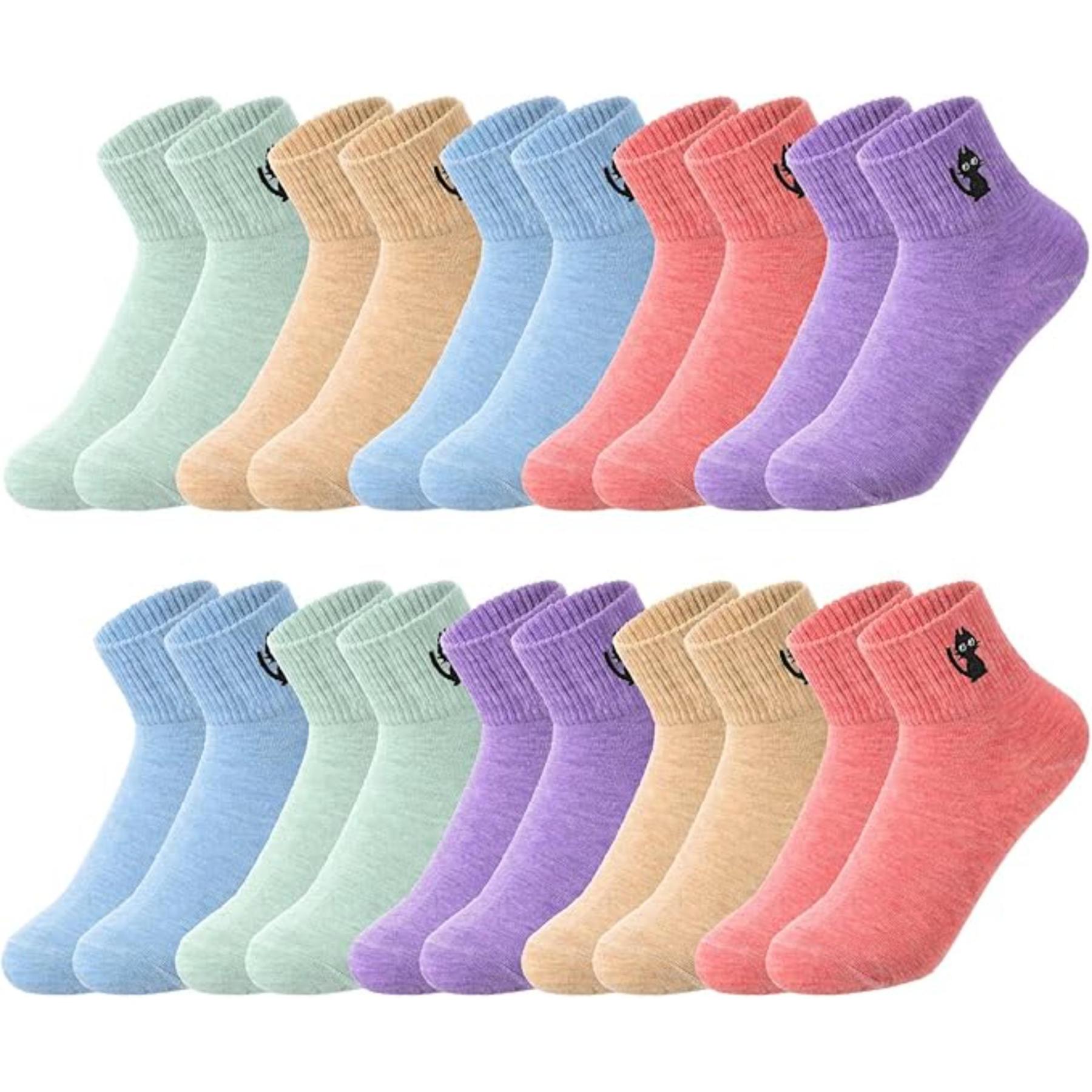 Women Pack Of 10 Colorful Crew Socks