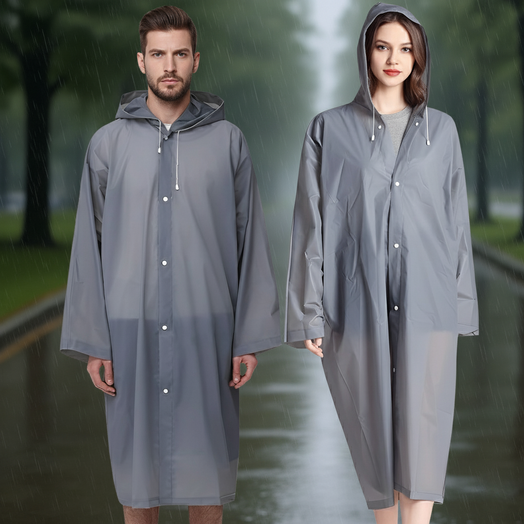 Pack Of 2 Reusable Rain Ponchos With Hood For Adults