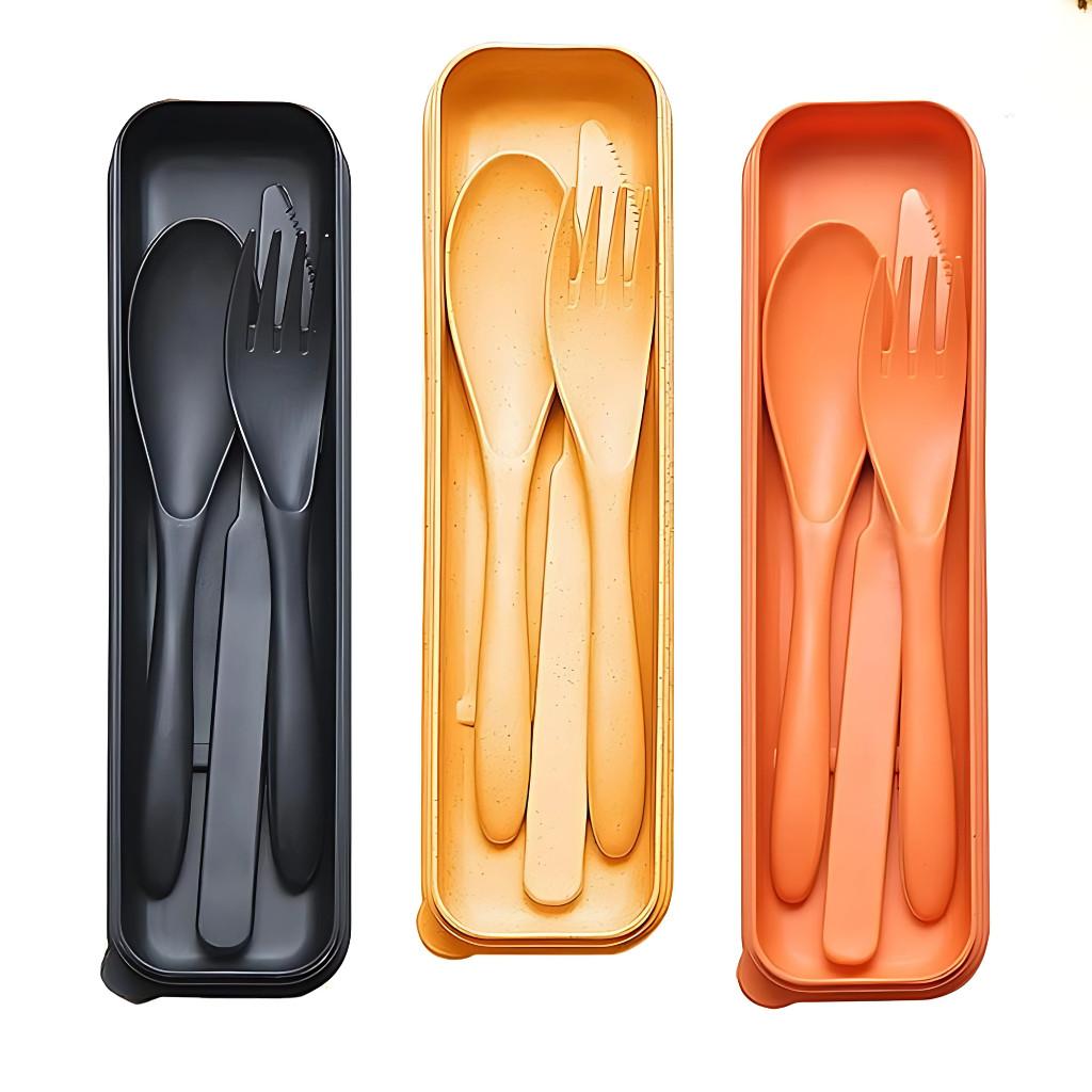 Pack Of 3 Reusable Travel Utensils Set With Case
