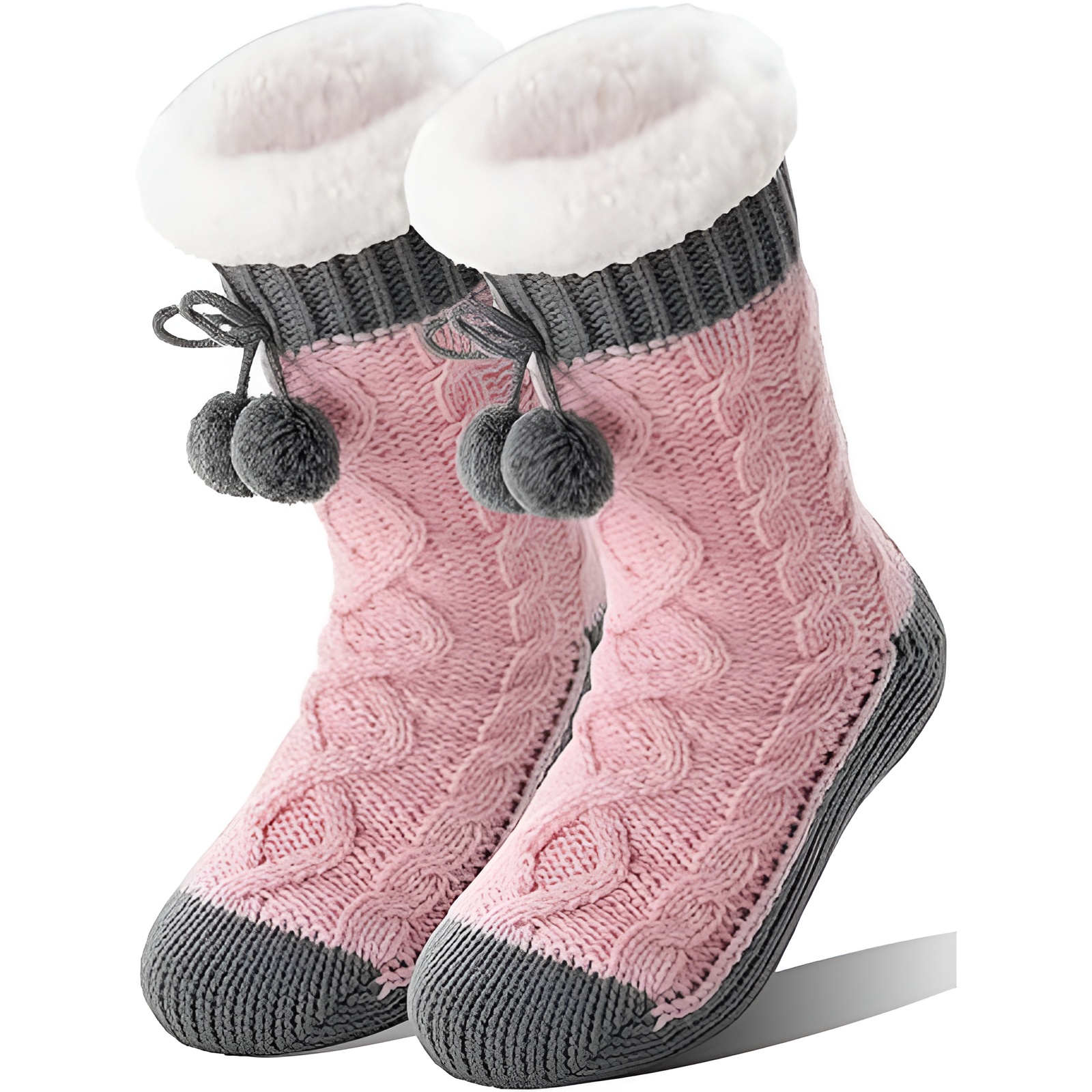 Women Fluffy Winter Warm Thick Thermal Cozy Slipper Fuzzy Grips Socks 