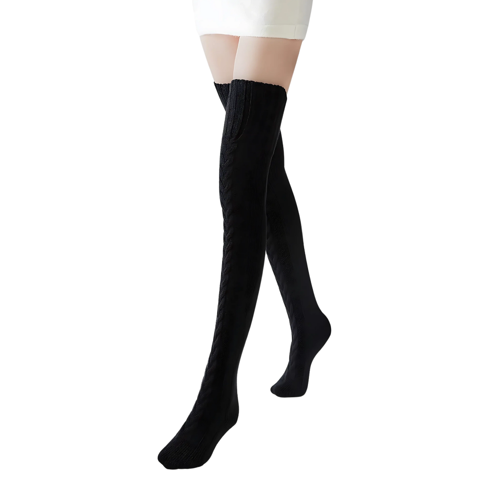 Womens Thigh High Socks Over The Knee Cable Knit Boot Socks