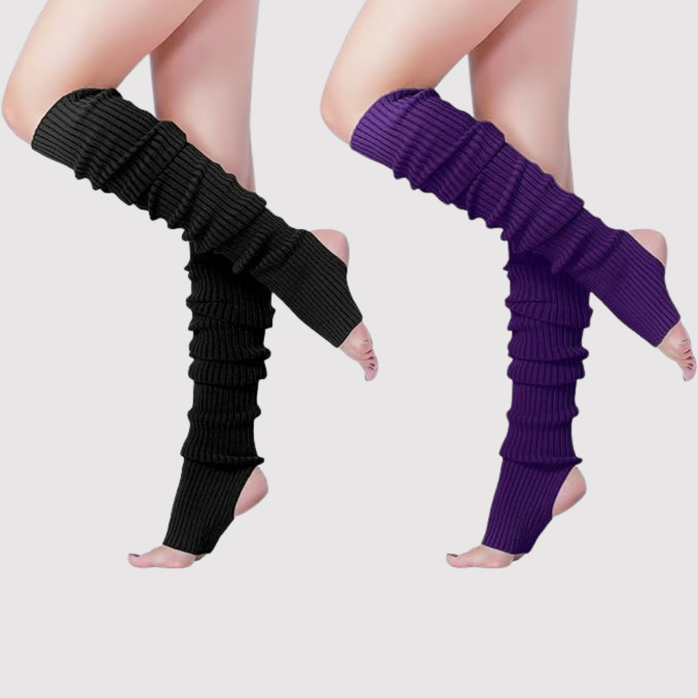 Pack Of 2 Women 80s Party Ribbed Knit Long Leg Warmer
