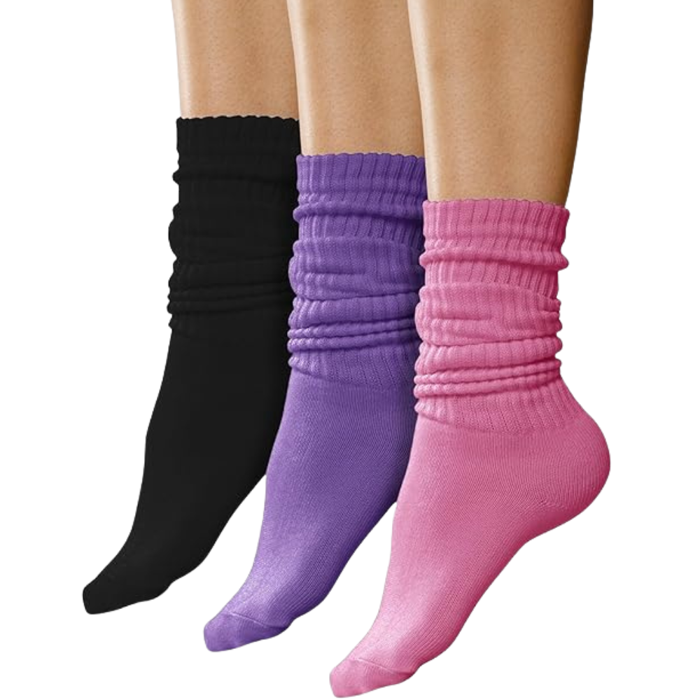  Pack Of 3 Women Slouch Socks With Extra Long Scrunch Style