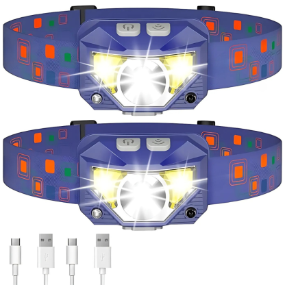 Pack Of 2 Rechargeable Waterproof Motion Sensor LED Head Lamp