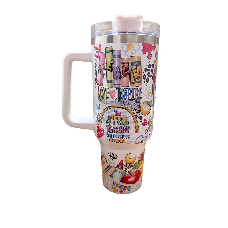 Teach Inspire Motivate 40 oz Tumbler With Handle A Tribute To Educators