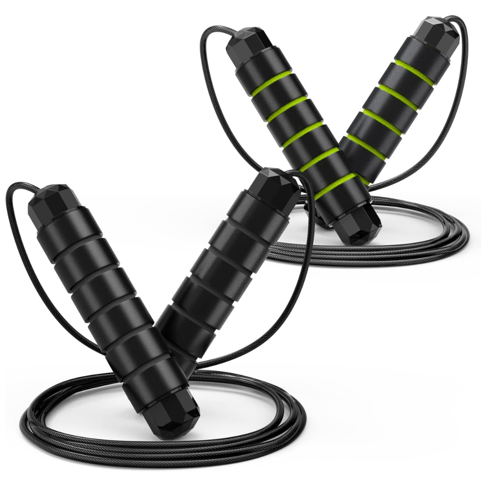 Pack Of 2 Adjustable Jump Rope With Ball Bearings And Foam Handles For Fitness