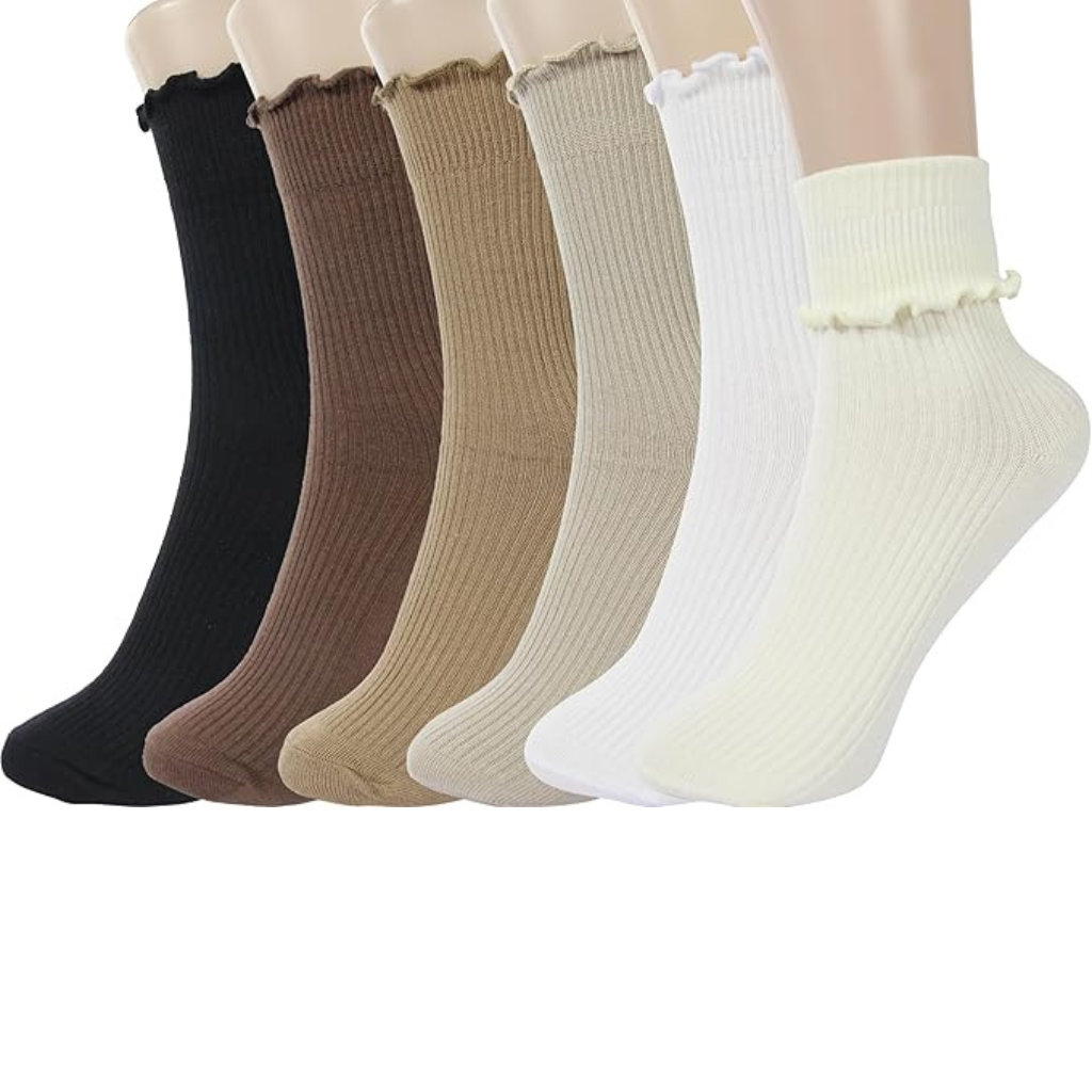 Women Turn Cuff Frilly Ruffle Socks