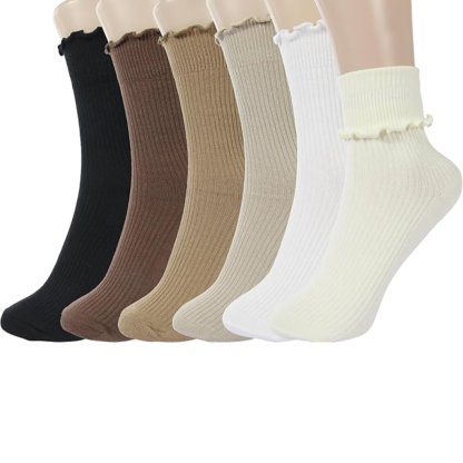 Women Turn Cuff Frilly Ruffle Socks