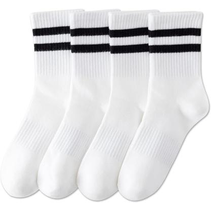 Pack Of 4 Striped Casual Crew Socks