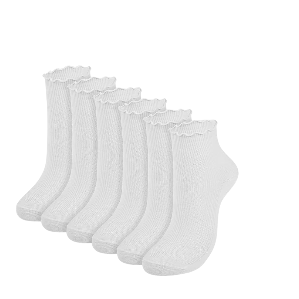 Pack of 6 Ruffle Low Cut Frilly Socks For Women