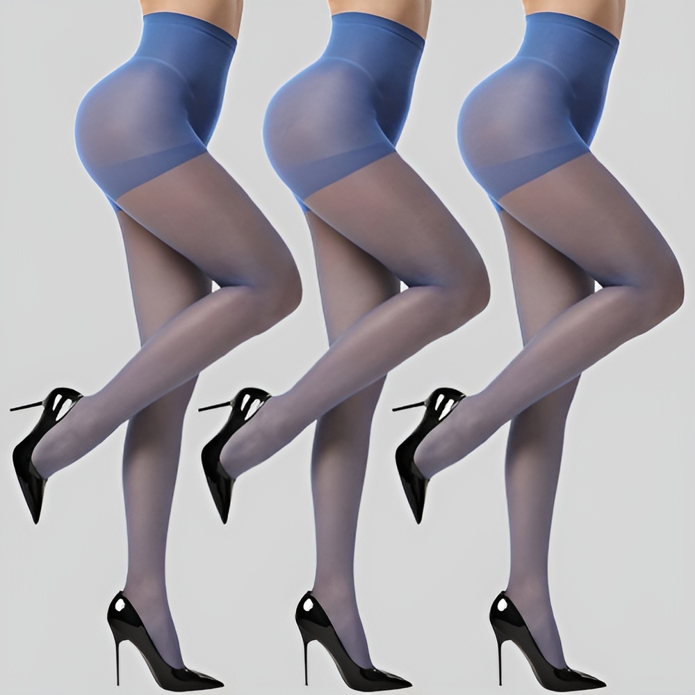 3 Pairs High Waist Sheer Tights With Control Top For Women