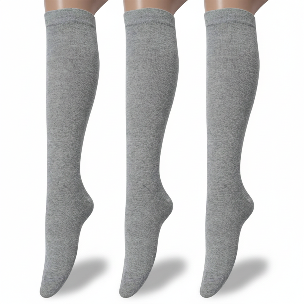 3 Pairs Opaque High Socks For Women