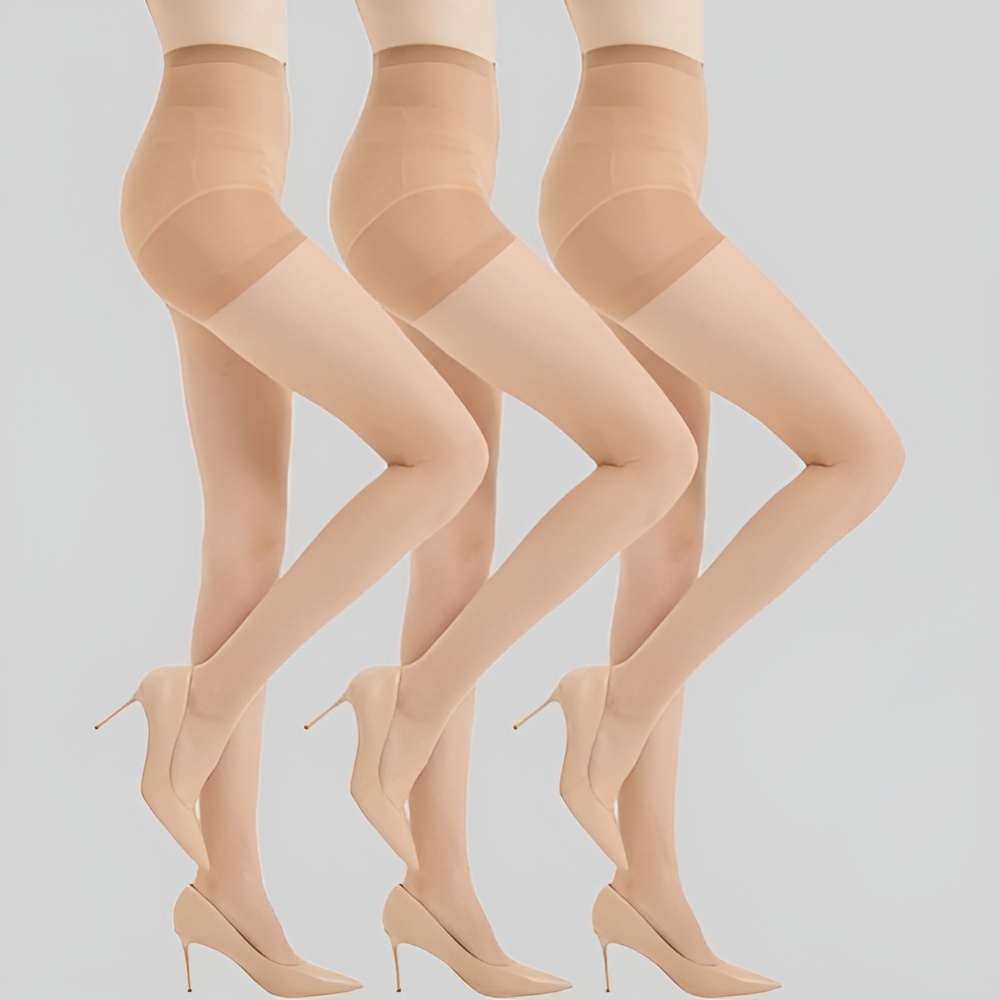 Black Sheer Tights for Women with Control Top and Tummy Control