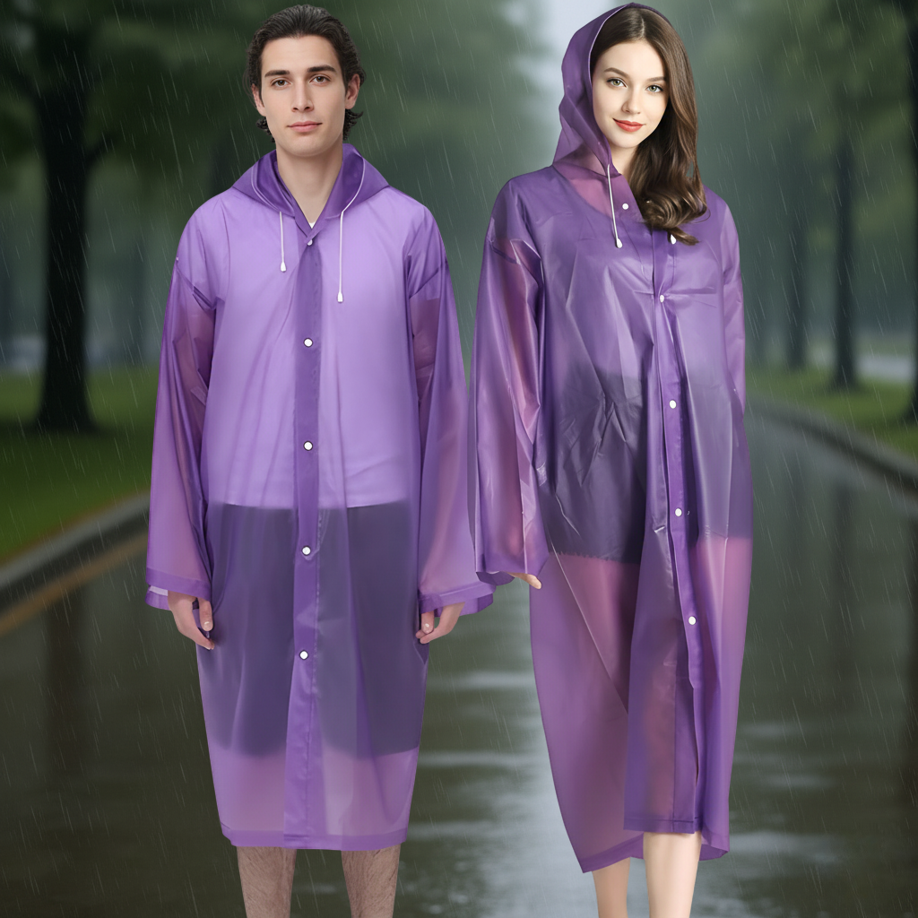 Pack Of 2 Reusable Rain Ponchos With Hood For Adults