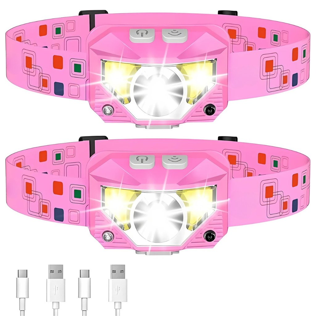 Pack Of 2 Rechargeable Waterproof Motion Sensor LED Head Lamp