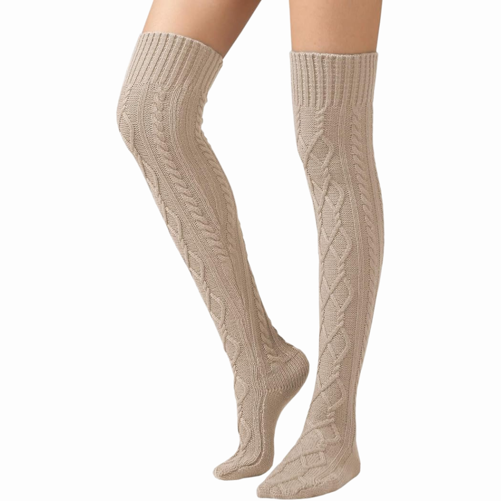 Women Cable Knit Boot Socks Extra Long Winter Stocking