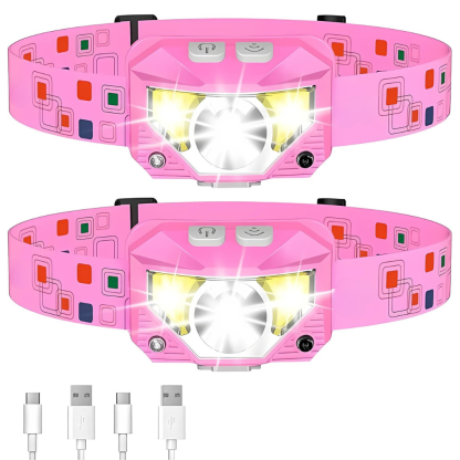 Pack Of 2 Rechargeable Waterproof Motion Sensor LED Head Lamp