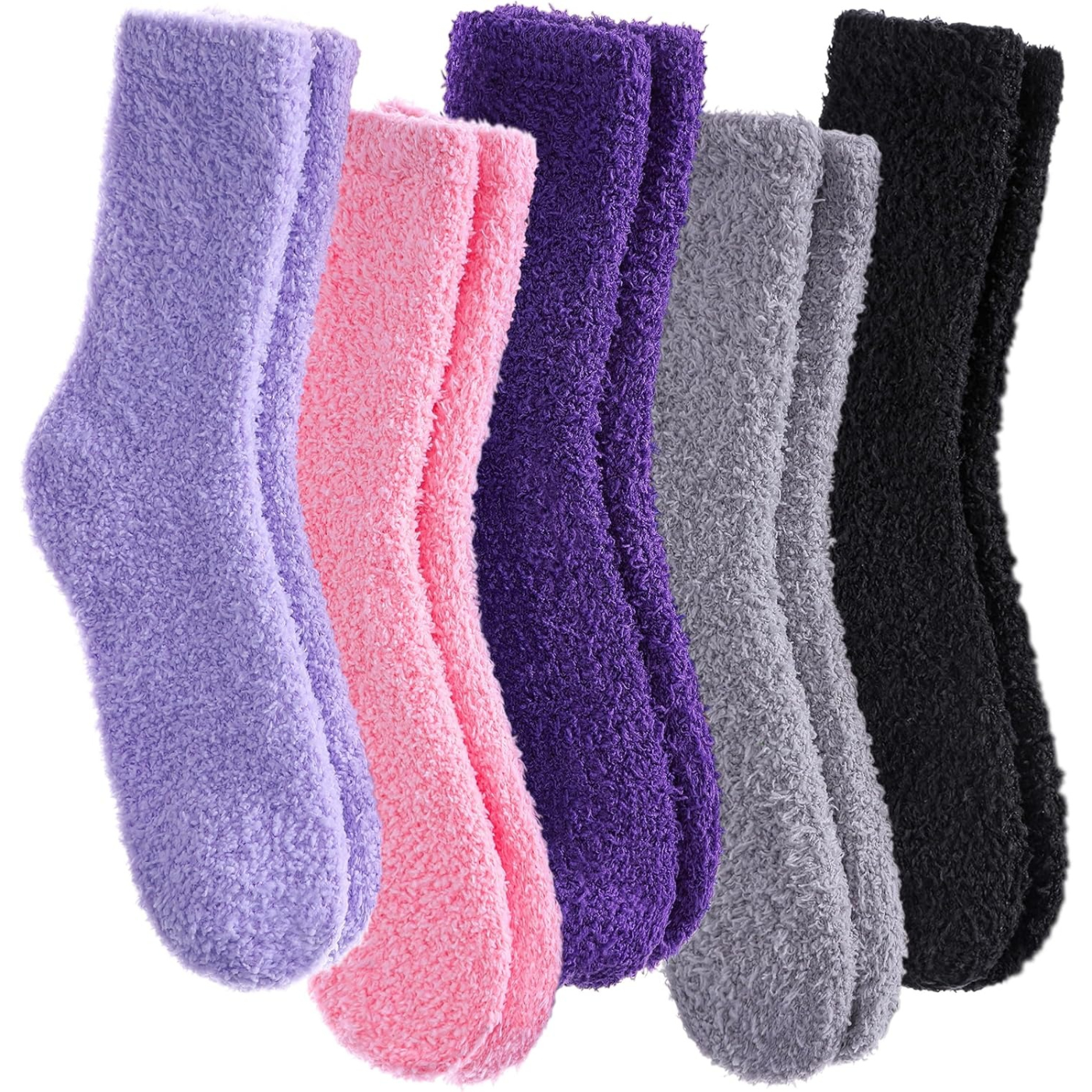 Women Fuzzy Microfiber Cozy Winter Crew Slipper Socks