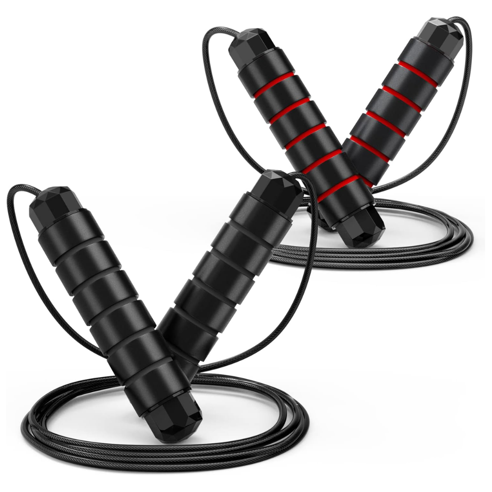 Pack Of 2 Adjustable Jump Rope With Ball Bearings And Foam Handles For Fitness