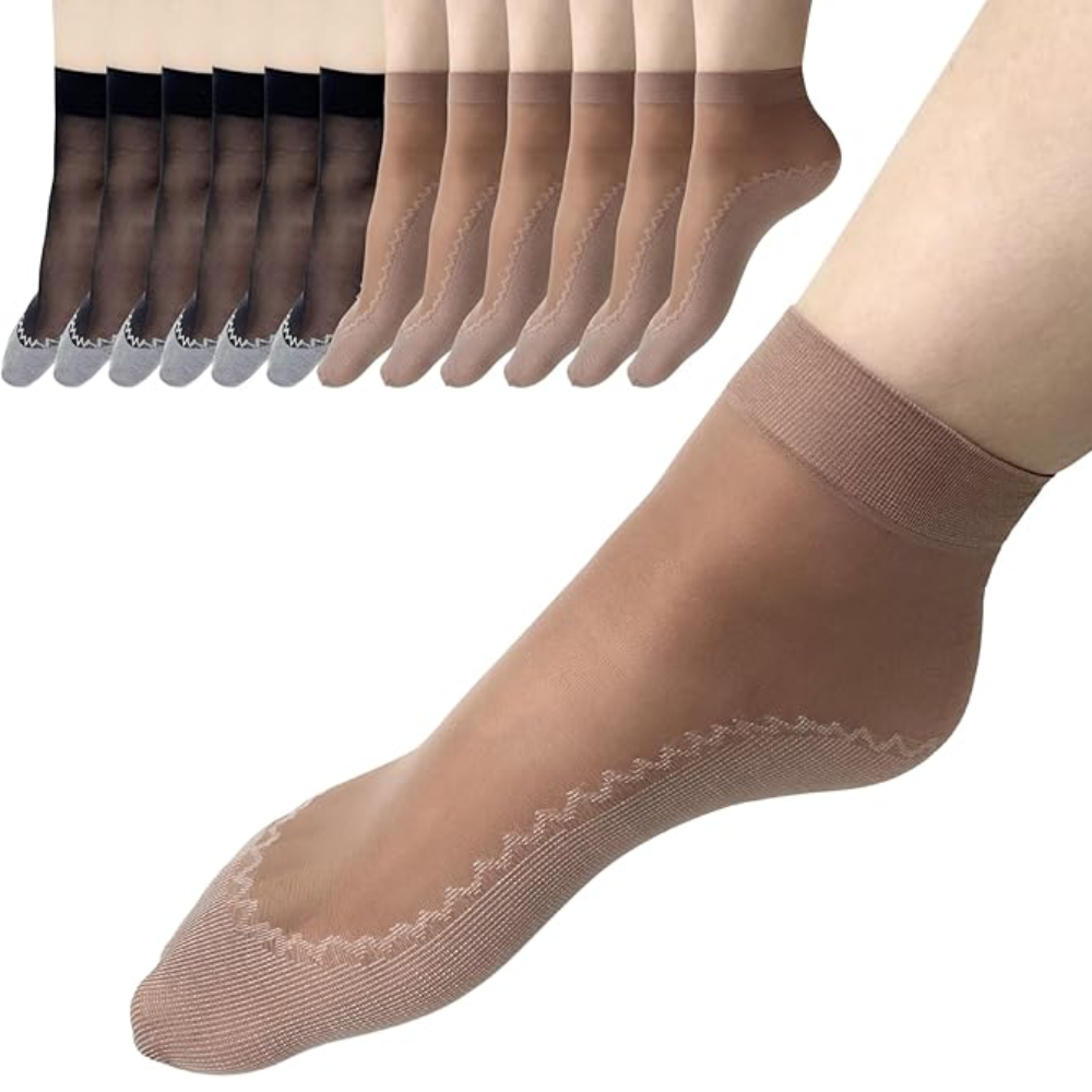 12 Pairs Women Nylon Thin Socks