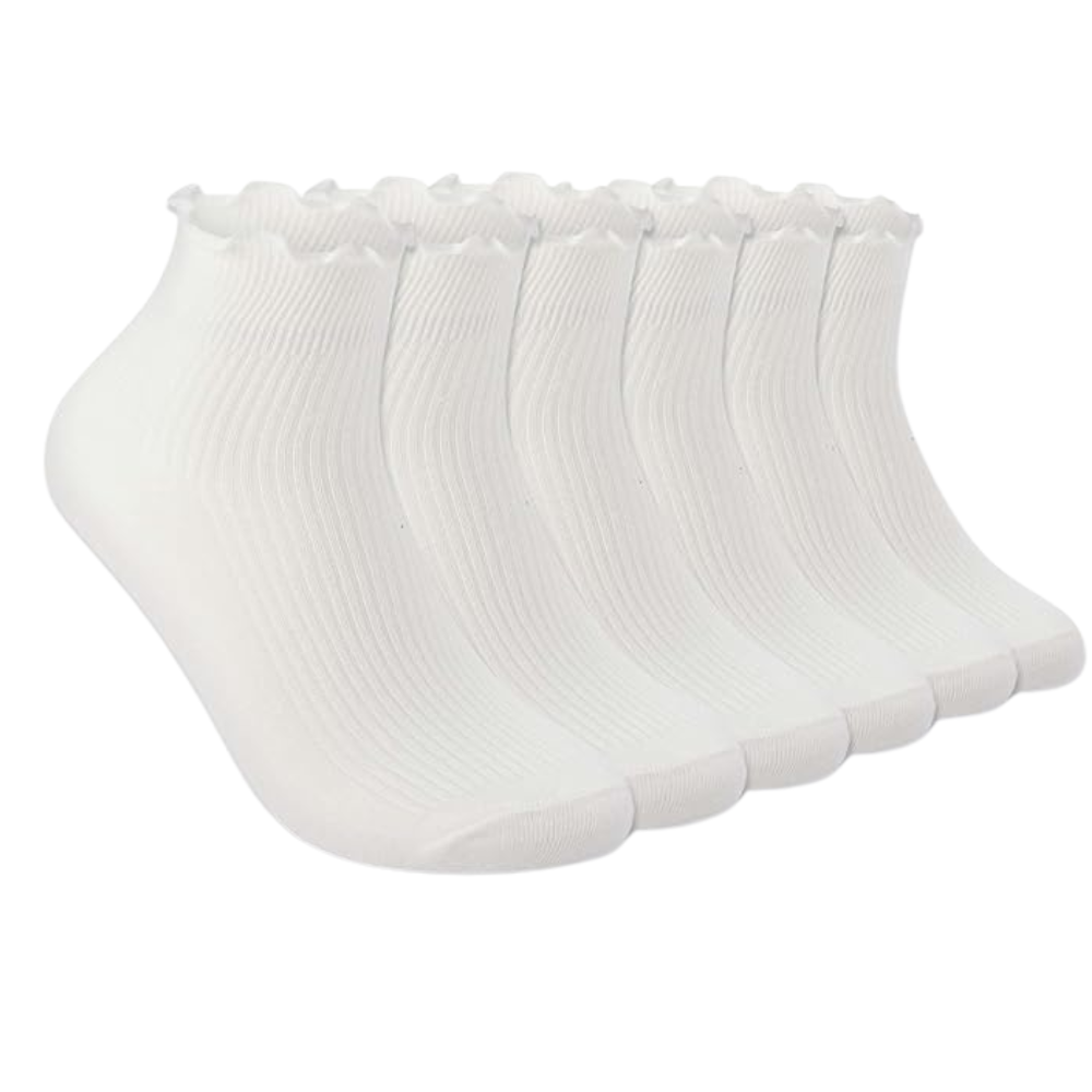 6 Pairs Women Ruffle Socks Soft Frilly Style