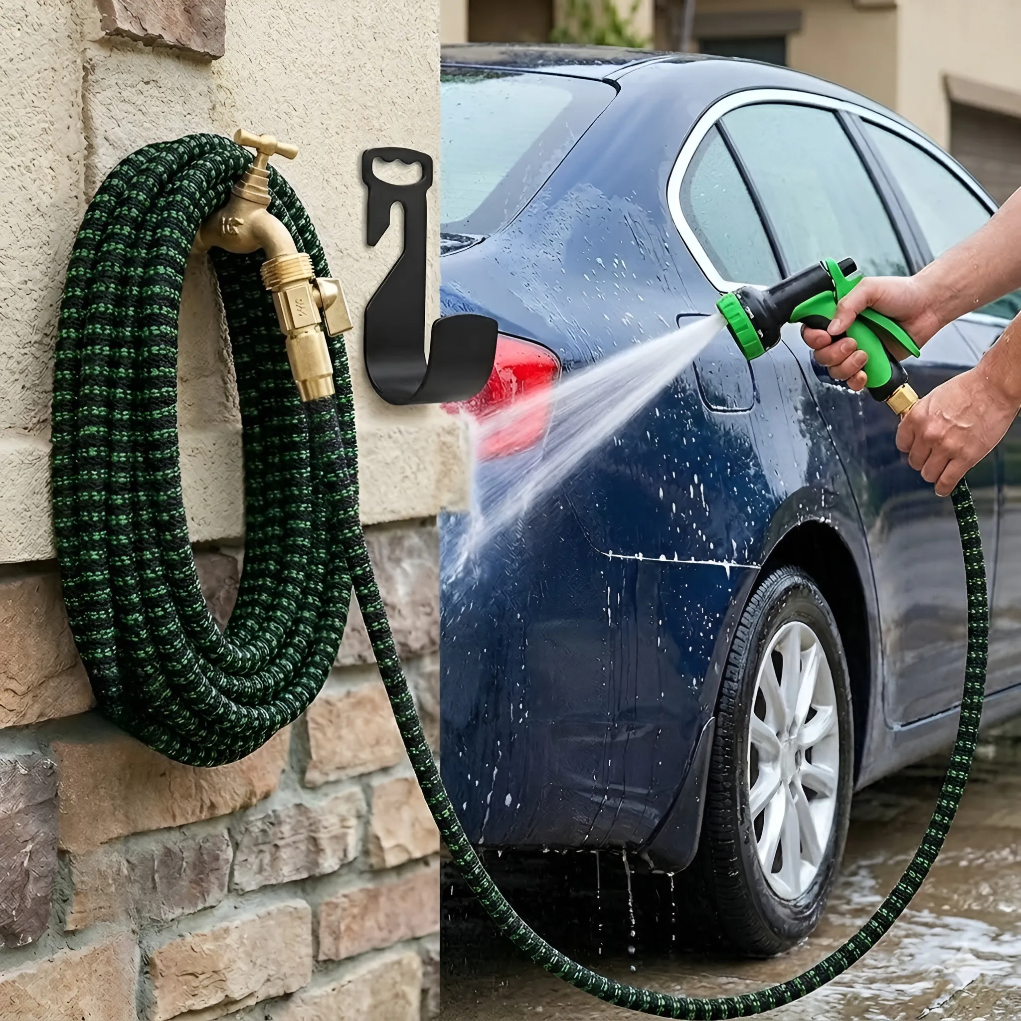 Lightweight Expanding Garden Hose With Brass Connector For Yard