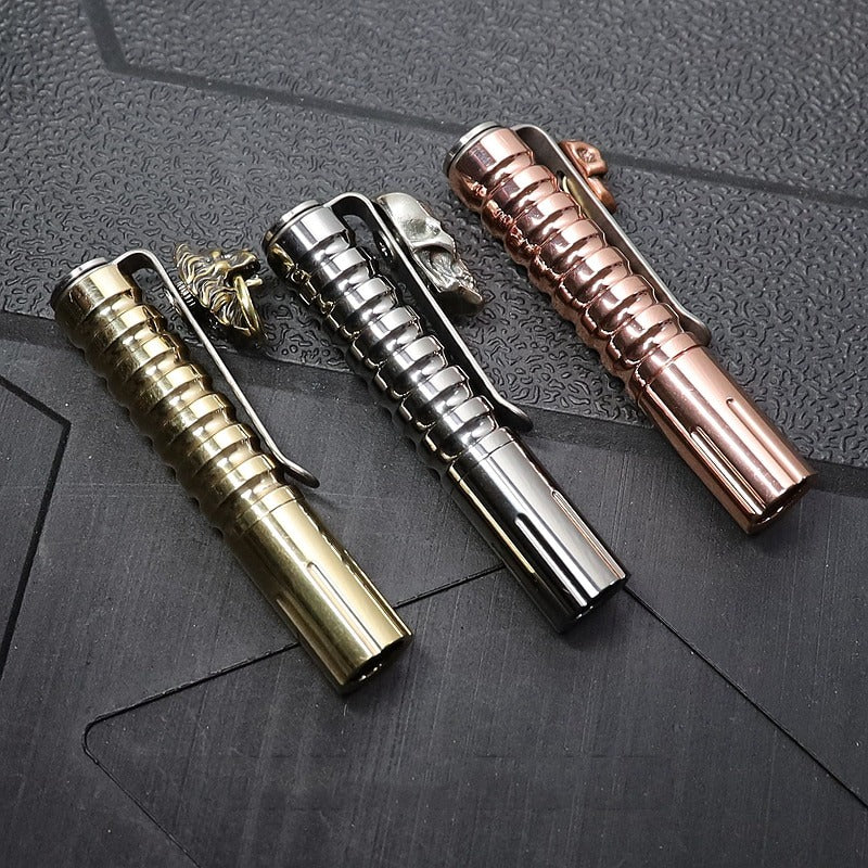 Titanium Alloy Copper Brass Outdoor Camping Pocket Torch LED Flashlight-USA Camp Zone