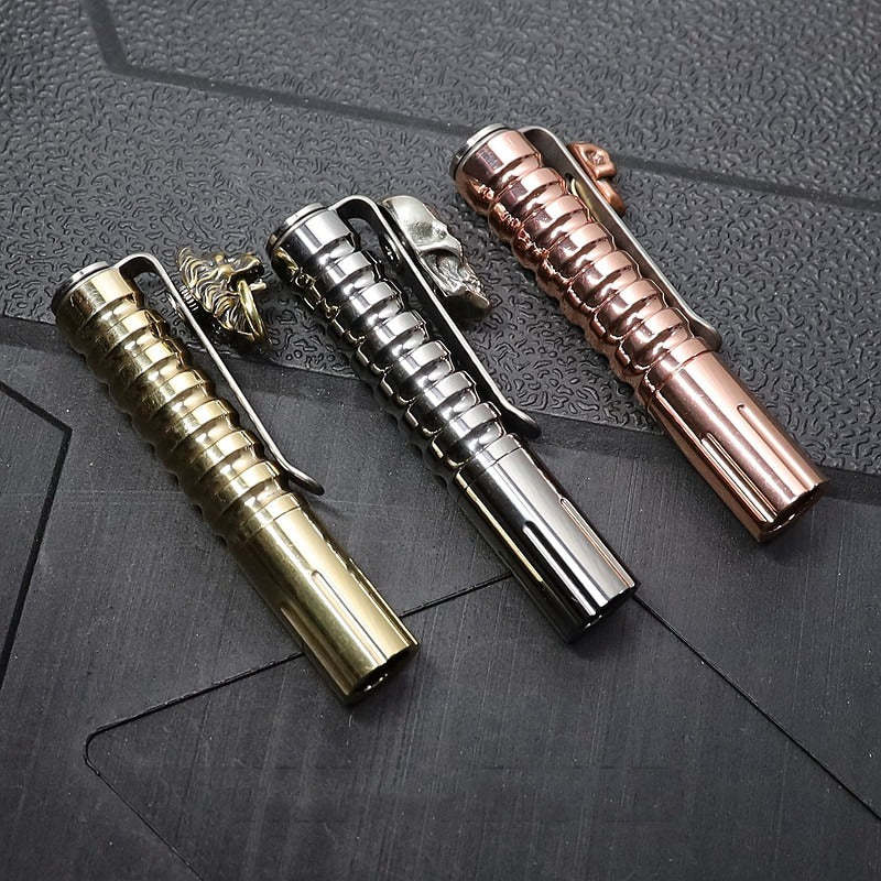 Titanium Alloy Copper Brass Outdoor Camping Pocket Torch LED Flashlight-USA Camp Zone