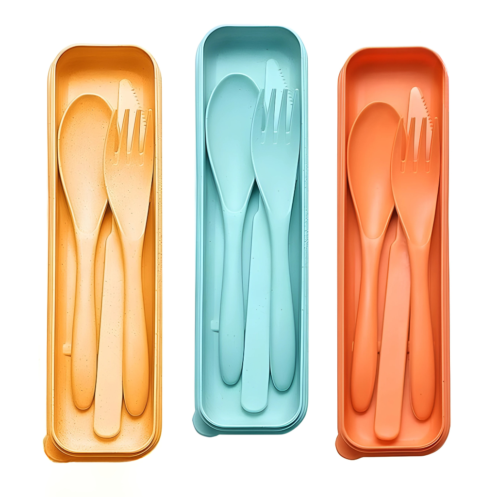 Pack Of 3 Reusable Travel Utensils Set With Case