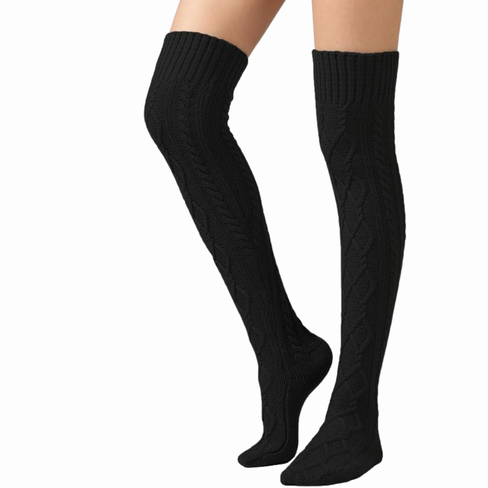 Women Cable Knit Boot Socks Extra Long Winter Stocking