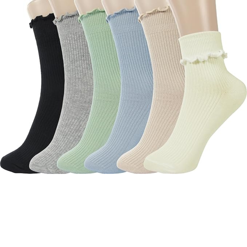 Women Turn Cuff Frilly Ruffle Socks