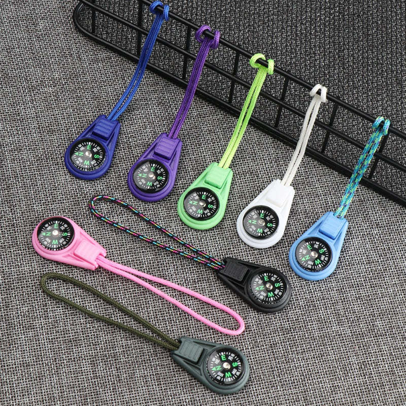 2Pcs Zipper Tail Rope Pocket Compasses-USA Camp Zone