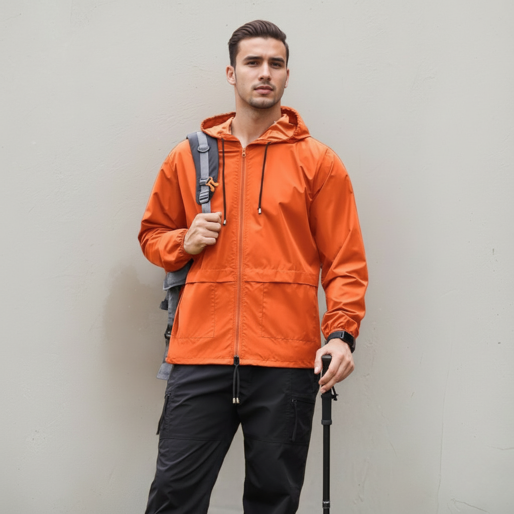 Men Packable Waterproof Rain Jacket
