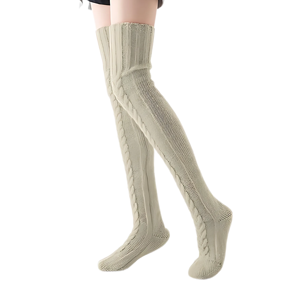 Womens Thigh High Socks Over The Knee Cable Knit Boot Socks