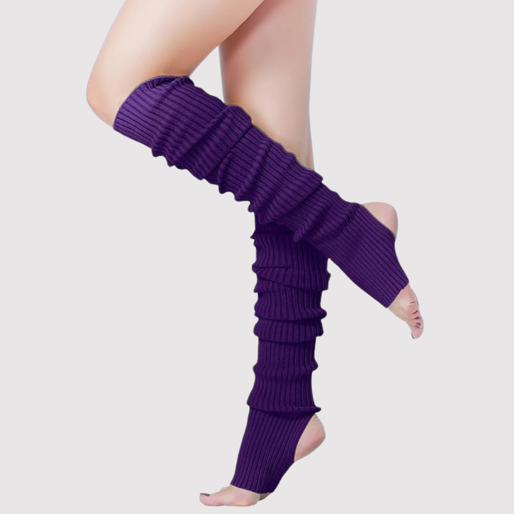Women 80s Party Ribbed Knit Long Leg Warmer
