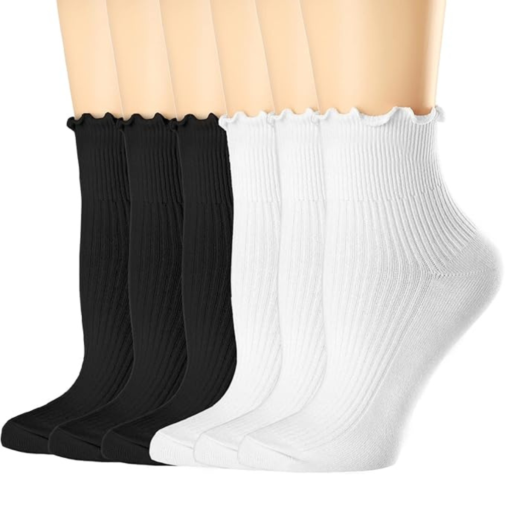 Pack Of 6 Casual Ankle Ruffle Socks For Women