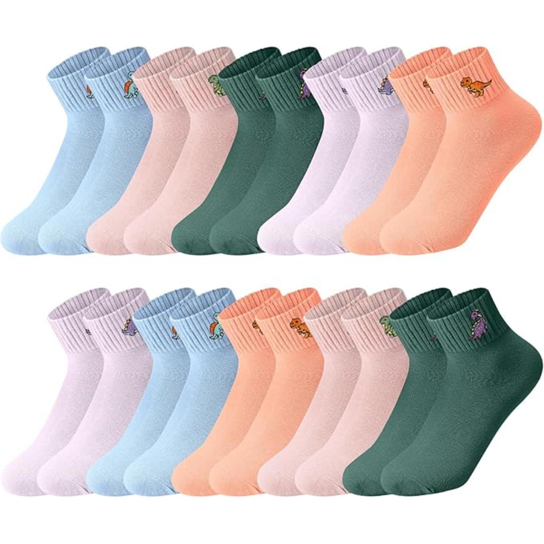 Women Pack Of 10 Colorful Crew Socks