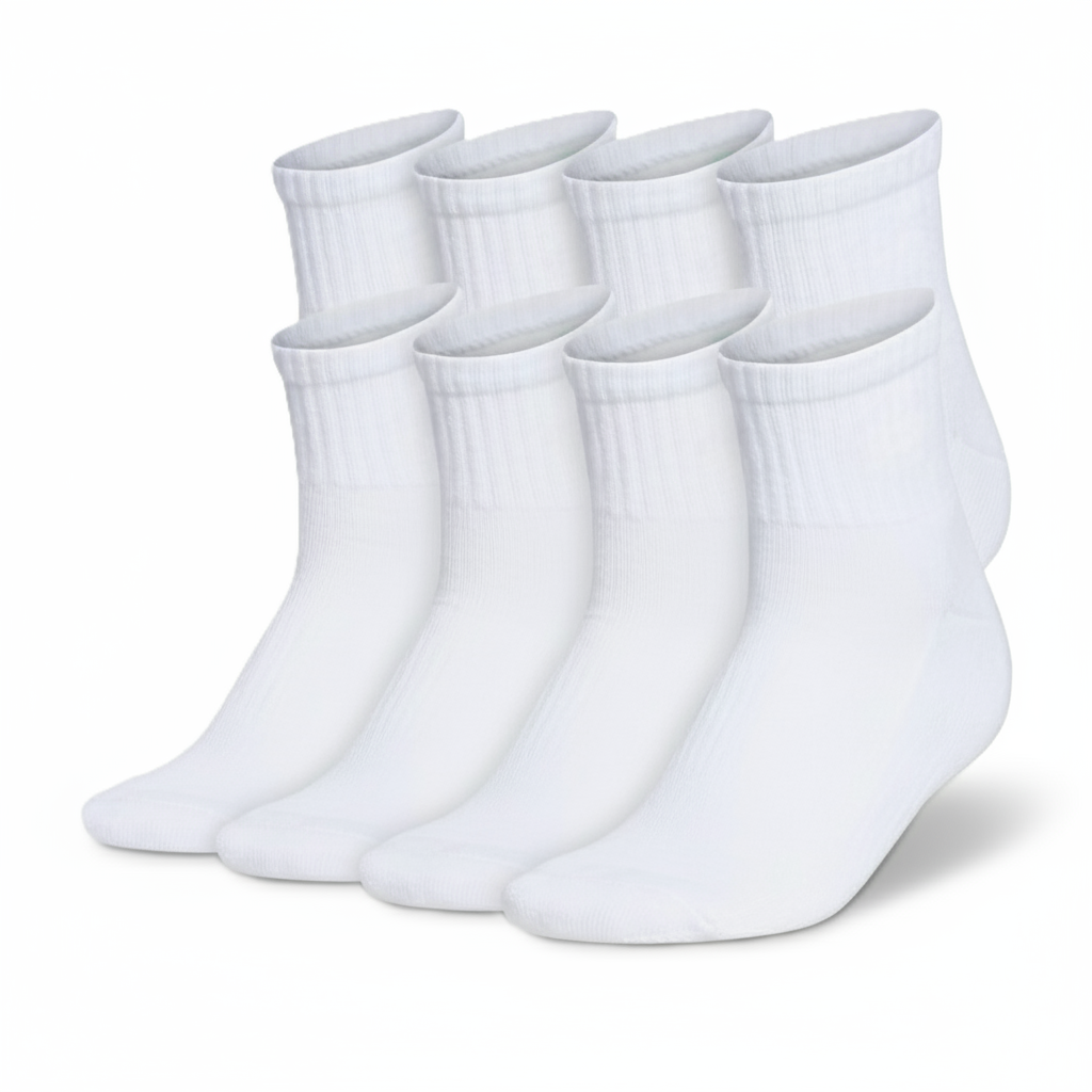 6 Pair Athletic Cushioned Quarter Socks With Arch Compression