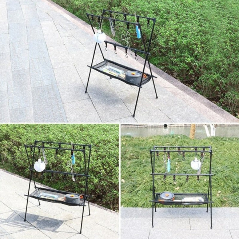 Folding Portable Camping Hanging Rack Tripod Hanger With Hook-USA Camp Zone