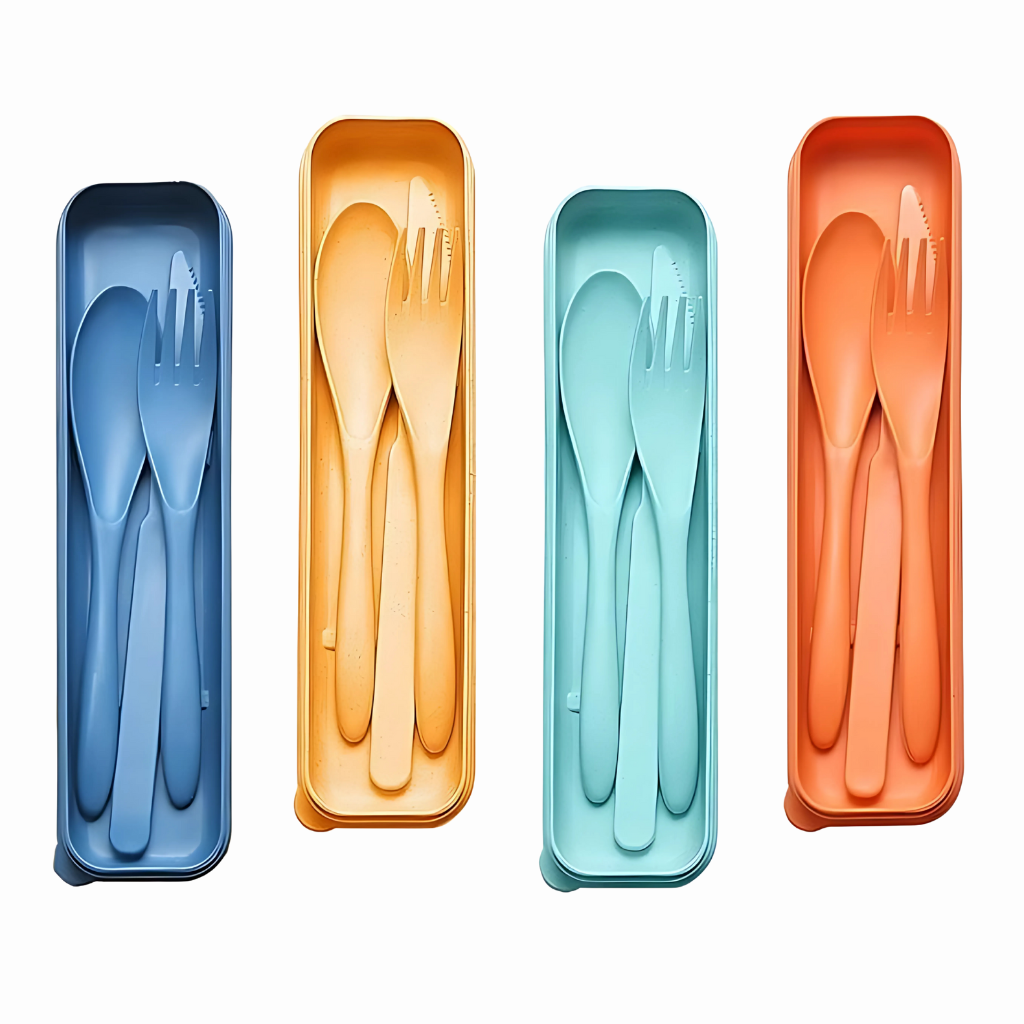Pack Of 4 Reusable Travel Utensils Set With Case