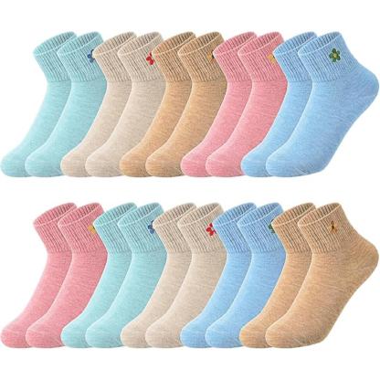 Women Pack Of 10 Colorful Crew Socks
