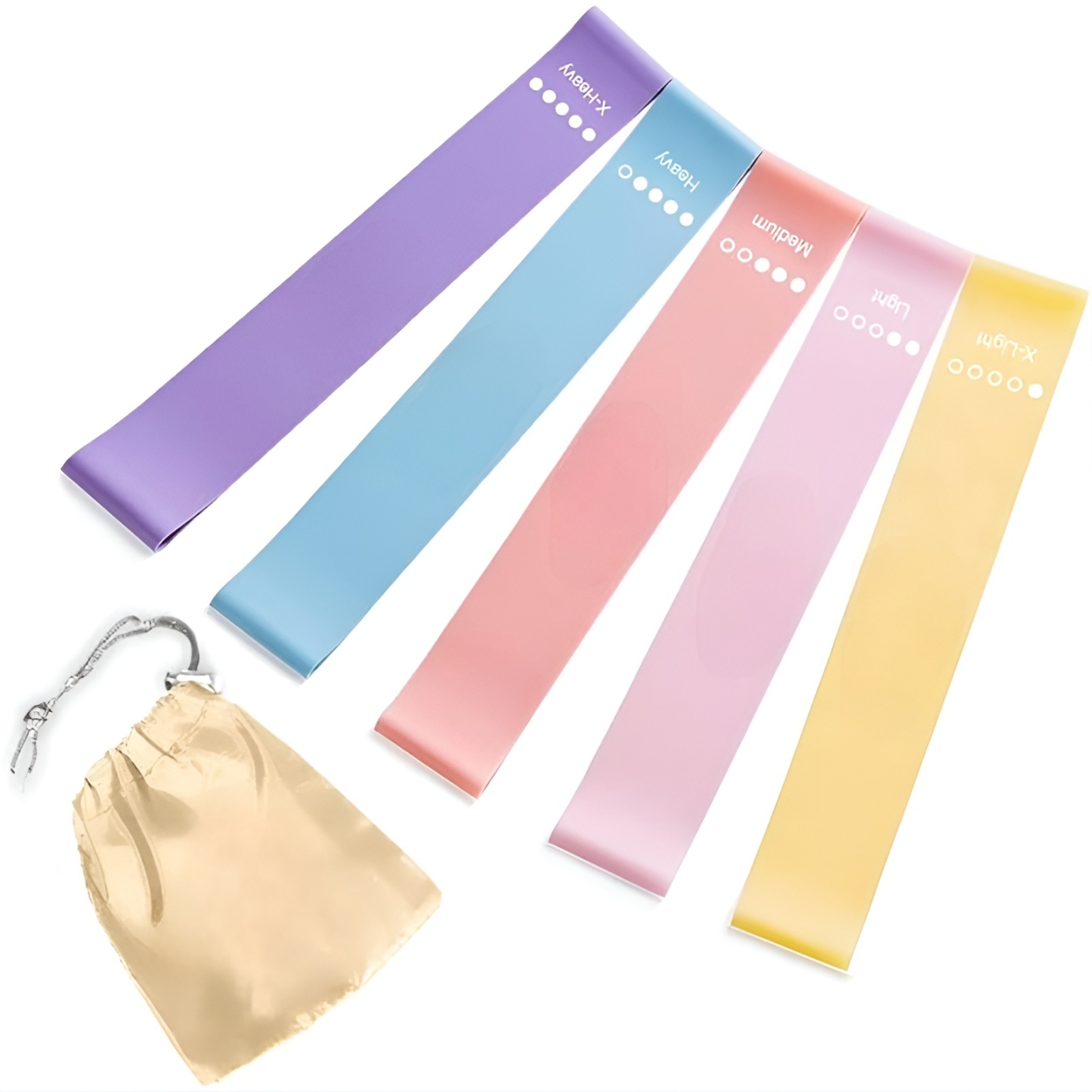 Resistance Loop Exercise Bands with Instruction Guide and Carry Bag Set of 5