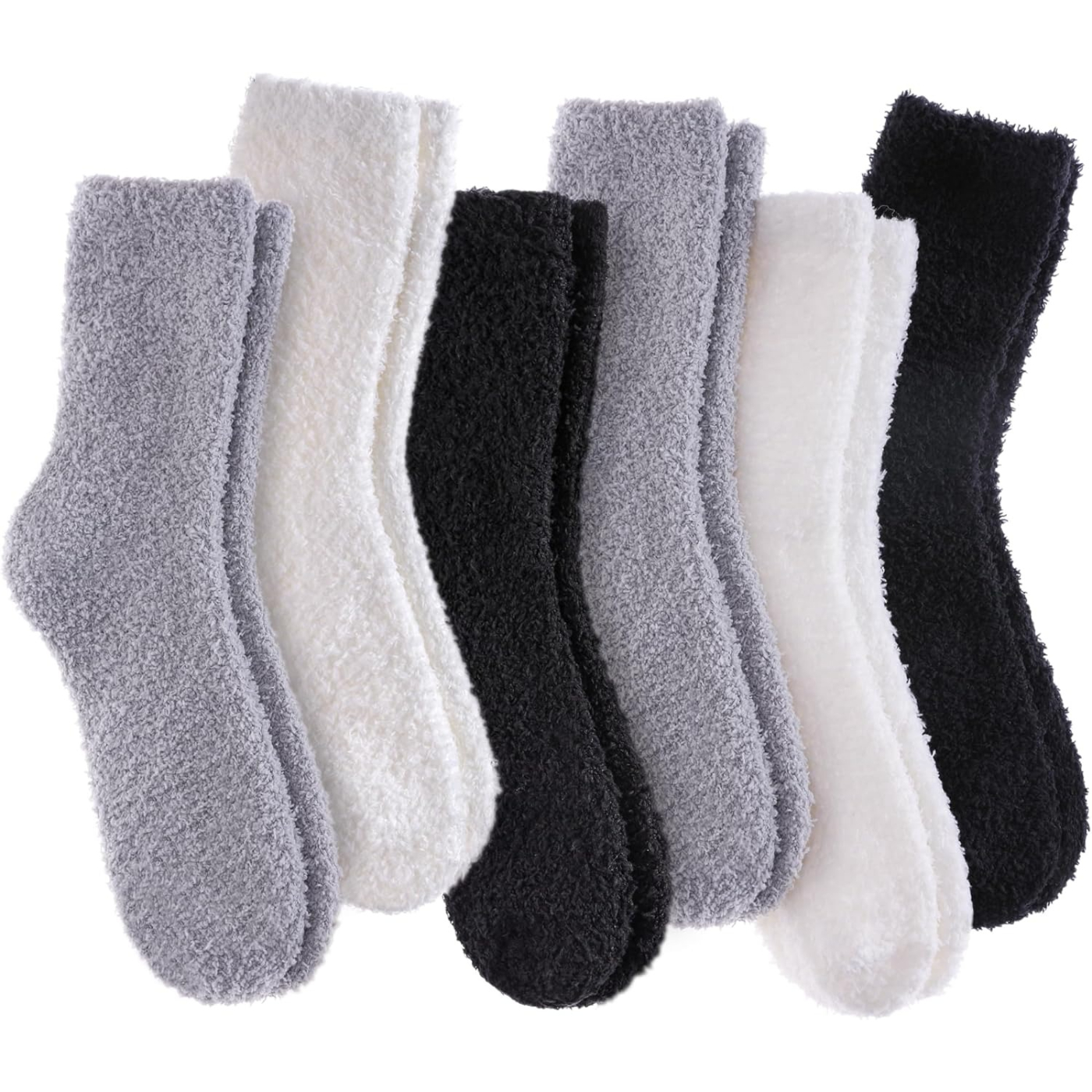 Women Fuzzy Microfiber Cozy Winter Crew Slipper Socks