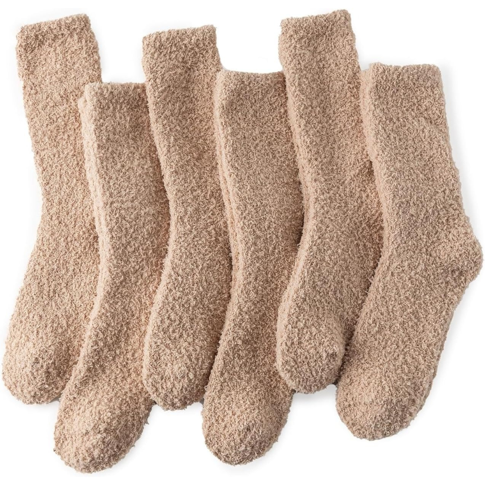 6 Pairs Women Soft Fuzzy Fluffy Slipper Socks