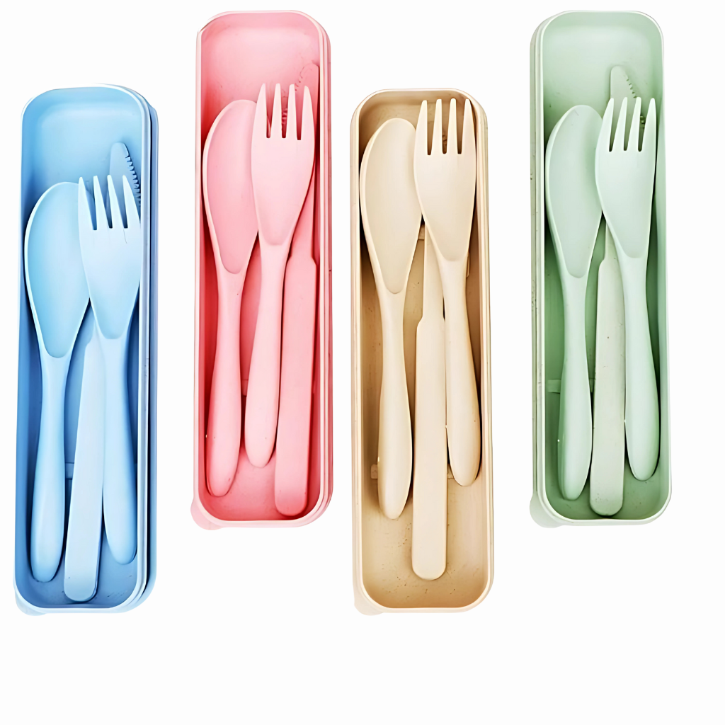 Pack Of 4 Reusable Travel Utensils Set With Case